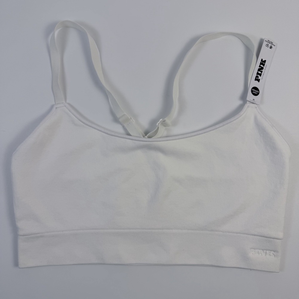 Lot of 3 Victoria's Secret PINK Soft Seamless Sports Bra Black-White-Pink L NWT - Picture 2 of 7